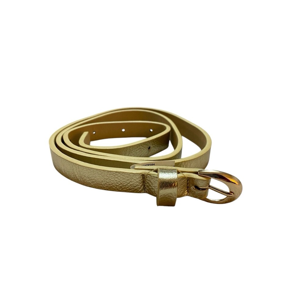 Metallic Gold Skinny Belt S Gold Tone Buckle Holiday Dress